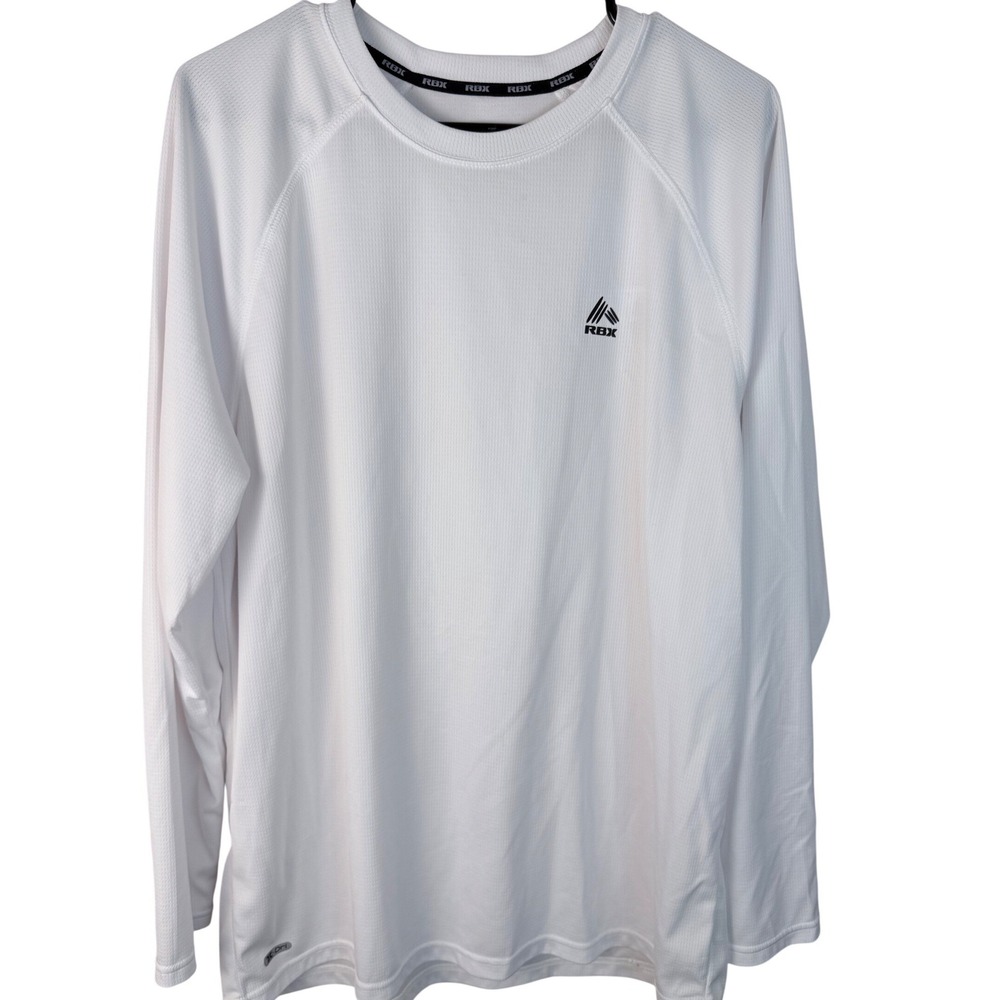 RBX Mens XL White‎ Performance Long Sleeve X-Dri Workout Shirt Raglan Mesh Tee
